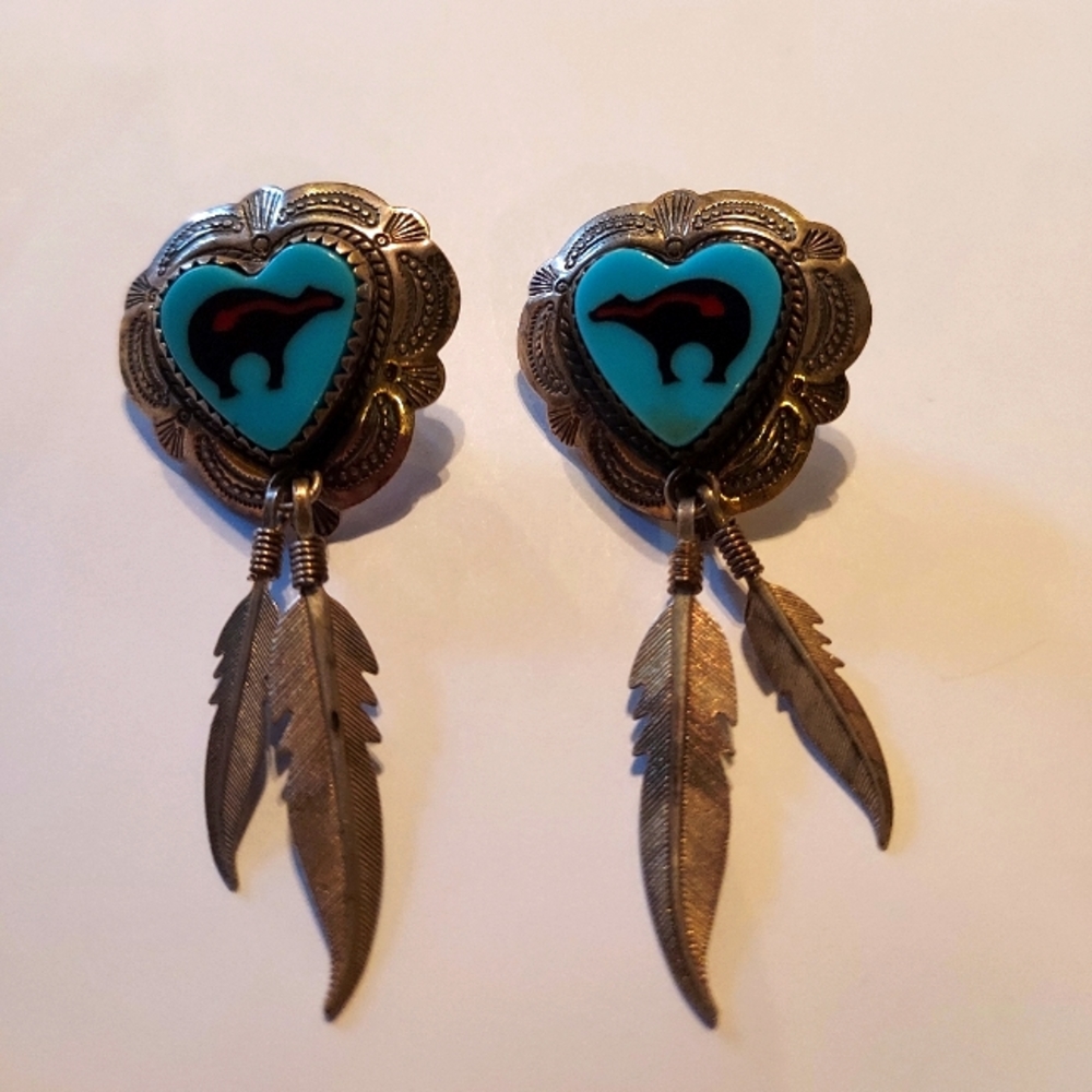 Sterling Navajo Qt Earrings